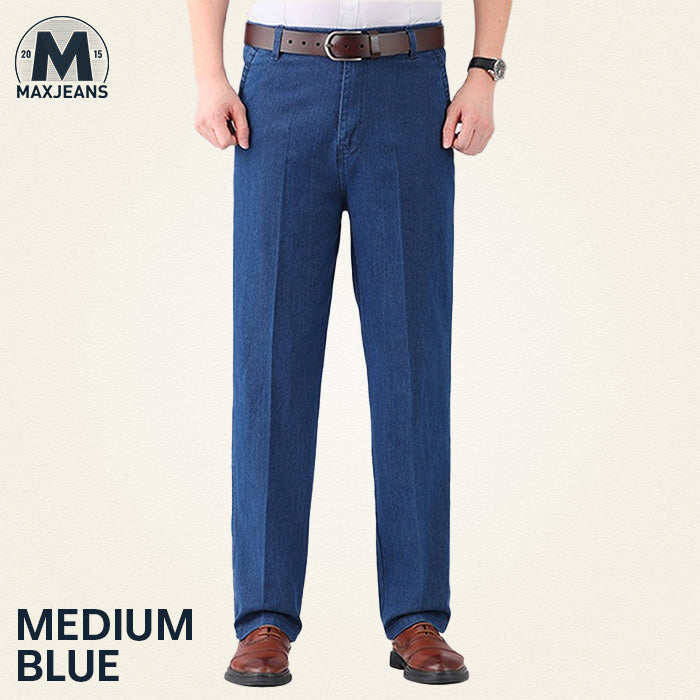 High-Waist Straight Fit Stretch Jeans for Men