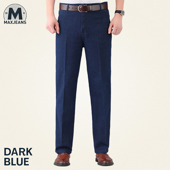 High-Waist Straight Fit Stretch Jeans for Men