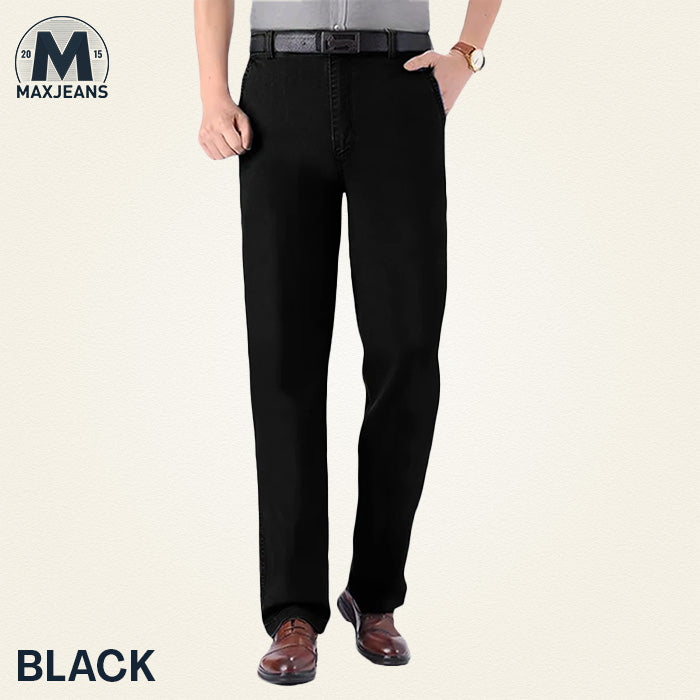 High-Waist Straight Fit Stretch Jeans for Men