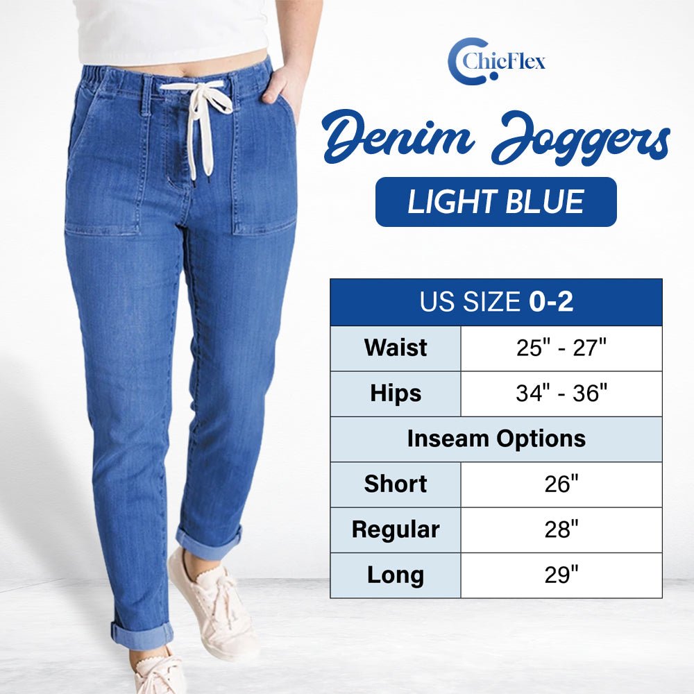 ChicFlex - High Waisted Stretchy Pull-on Elastic Waist Denim Joggers