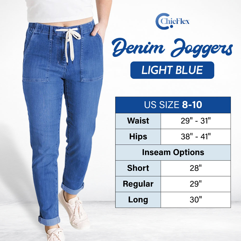 ChicFlex - High Waisted Stretchy Pull-on Elastic Waist Denim Joggers