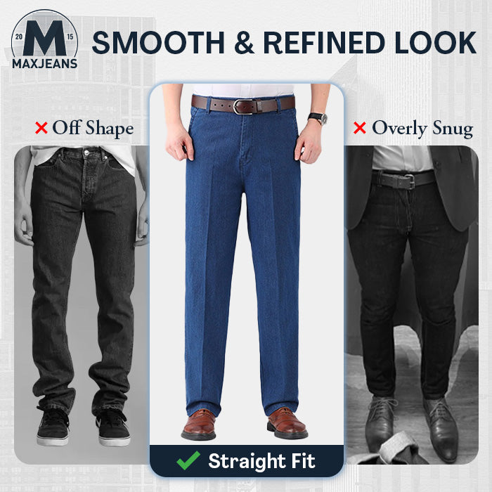 High-Waist Straight Fit Stretch Jeans for Men