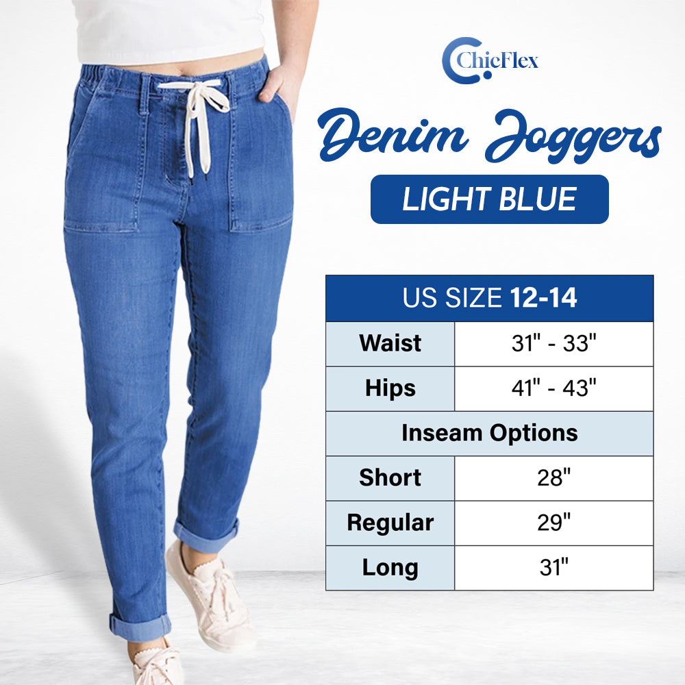 ChicFlex - High Waisted Stretchy Pull-on Elastic Waist Denim Joggers