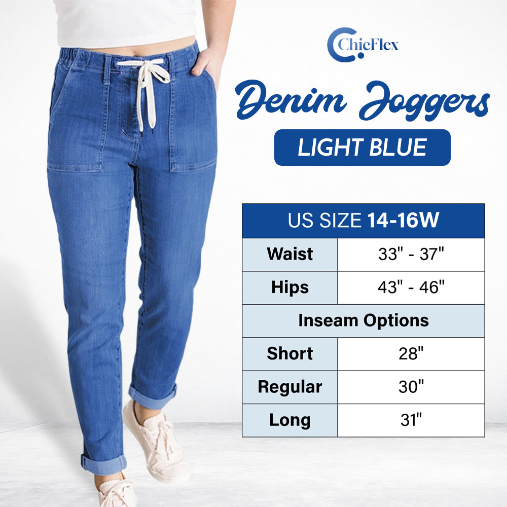 ChicFlex - High Waisted Stretchy Pull-on Elastic Waist Denim Joggers