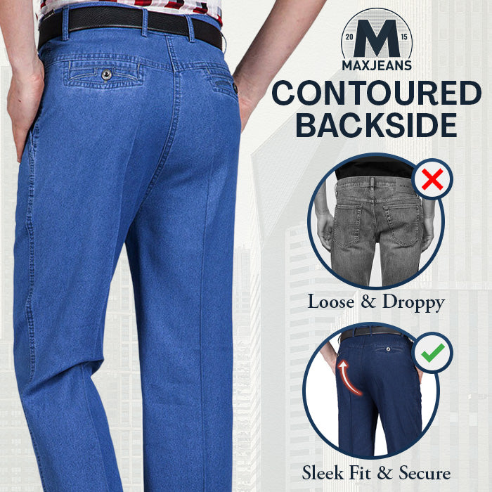 High-Waist Straight Fit Stretch Jeans for Men