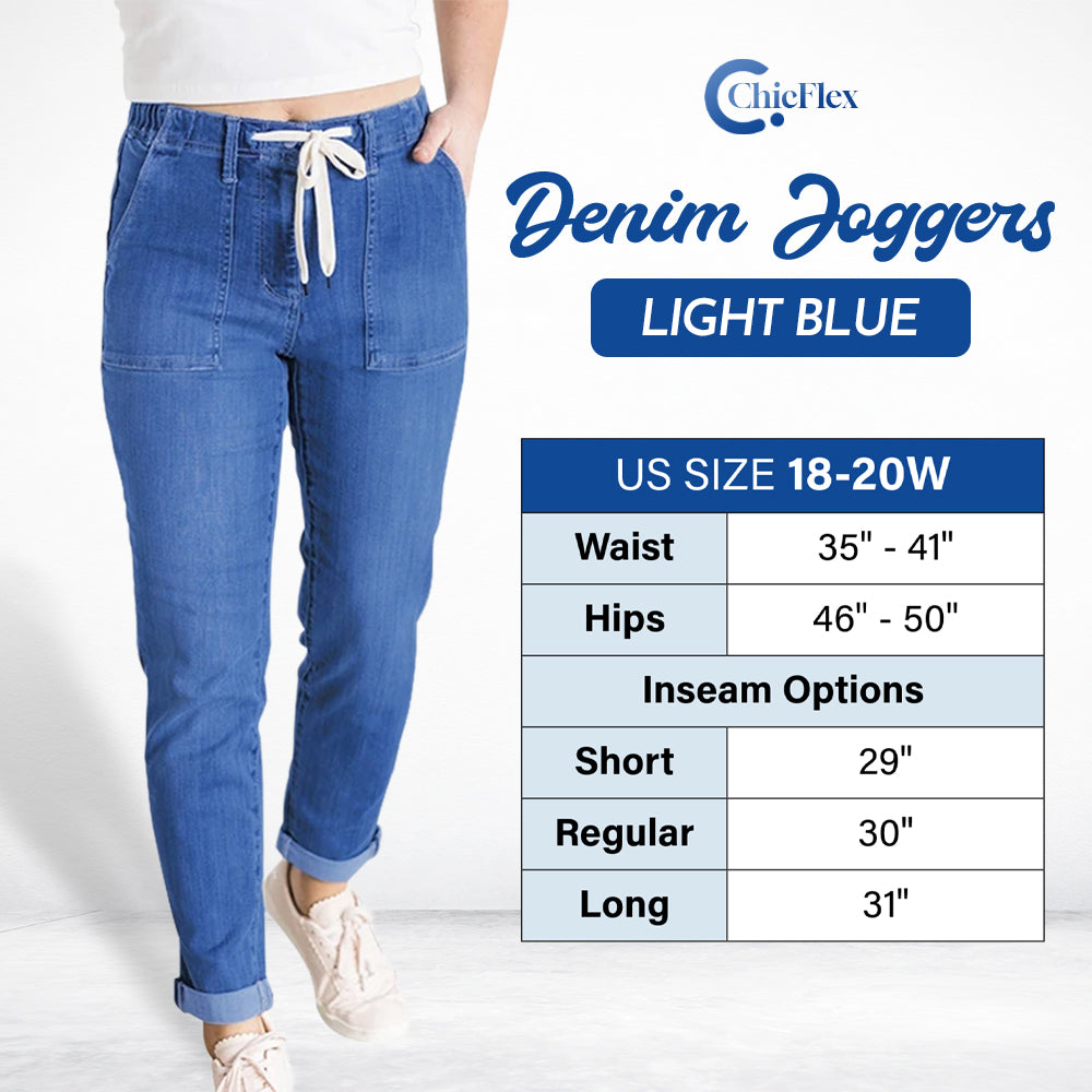 ChicFlex - High Waisted Stretchy Pull-on Elastic Waist Denim Joggers