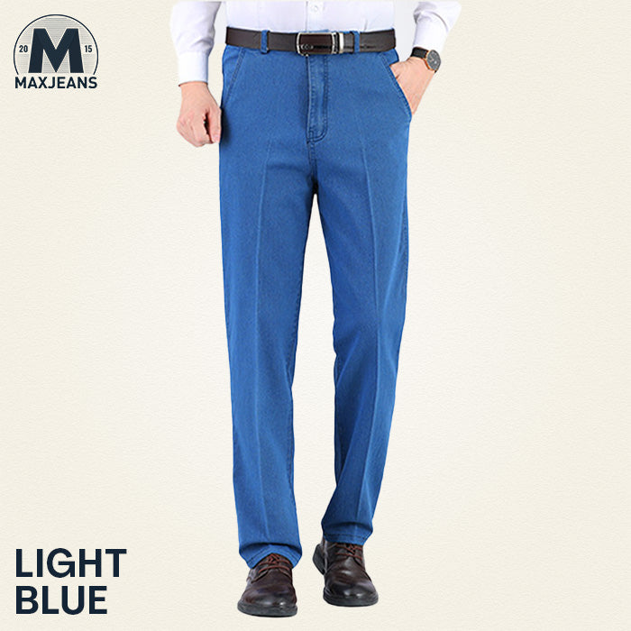 High-Waist Straight Fit Stretch Jeans for Men