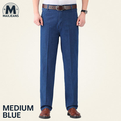 High-Waist Straight Fit Stretch Jeans for Men