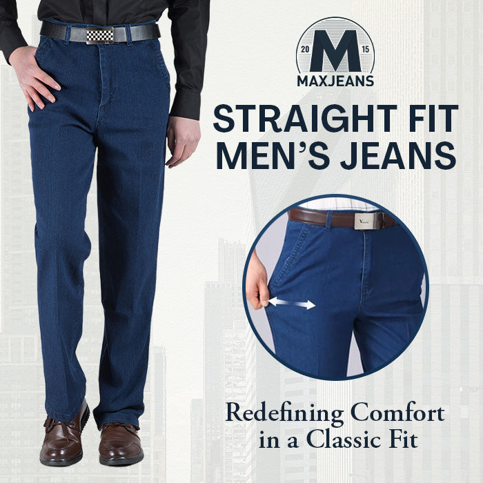 High-Waist Straight Fit Stretch Jeans for Men