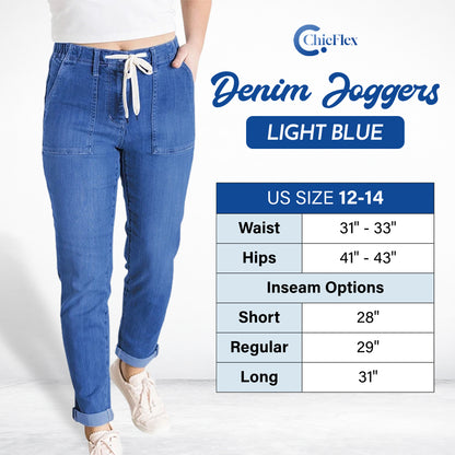 ChicFlex - High Waisted Stretchy Pull-on Elastic Waist Denim Joggers